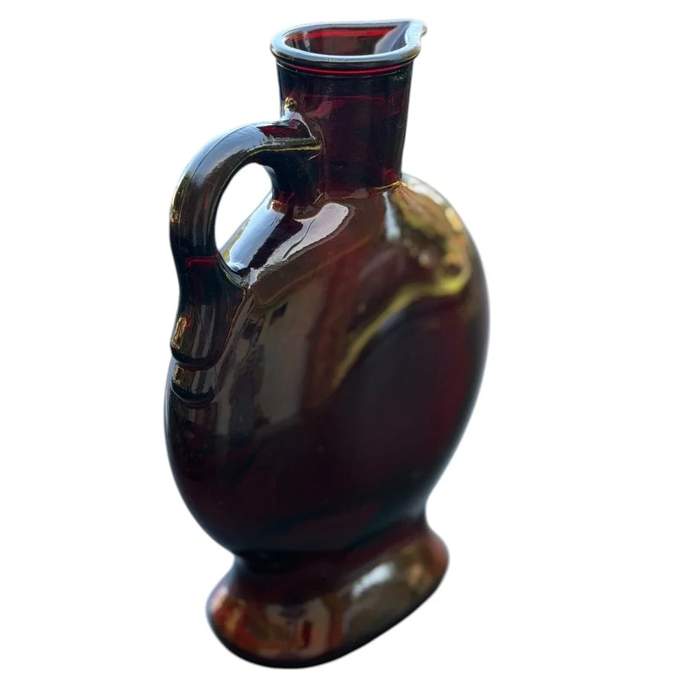 Vintage Wheaton Ruby Red Glass Decanter Pitcher Star Medallion Jim Beam 1970s